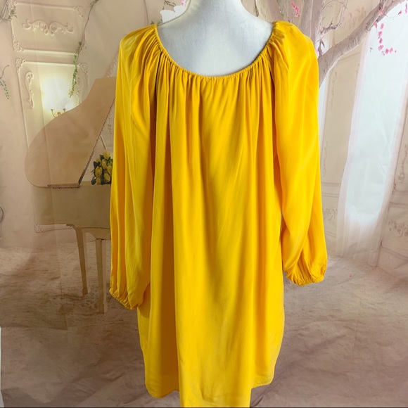 SEZANE Mustard Yellow Silk Tassel Swing Dress - Picture 8 of 12